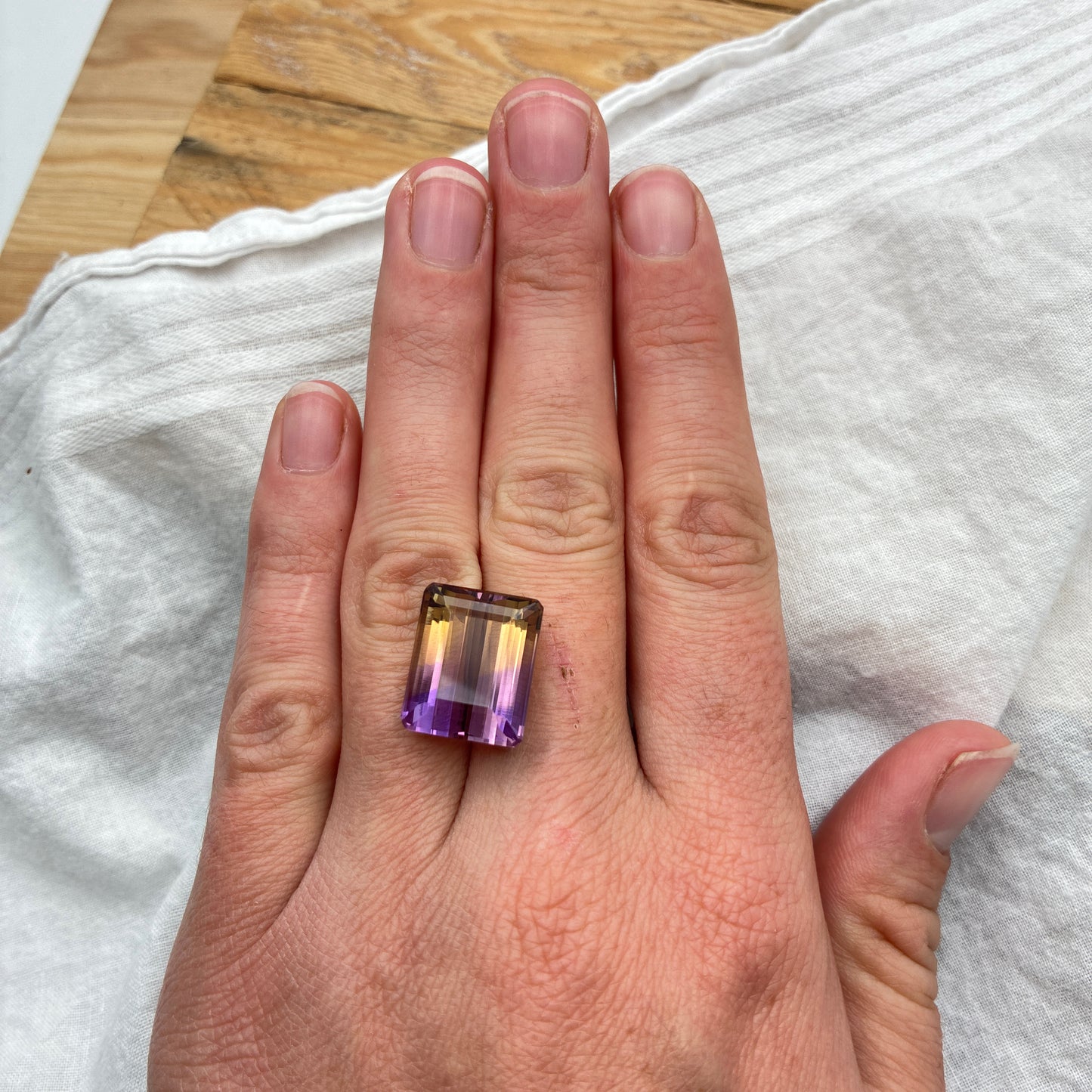 17 carat Ametrine 16x13mm Emerald Cut, Faceted Loose Gemstone