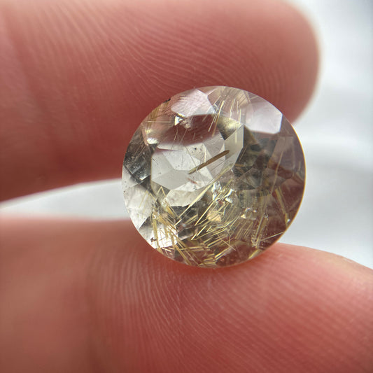 9.40 Carats Rutilated Quartz 14mm Round Faceted Gemstone