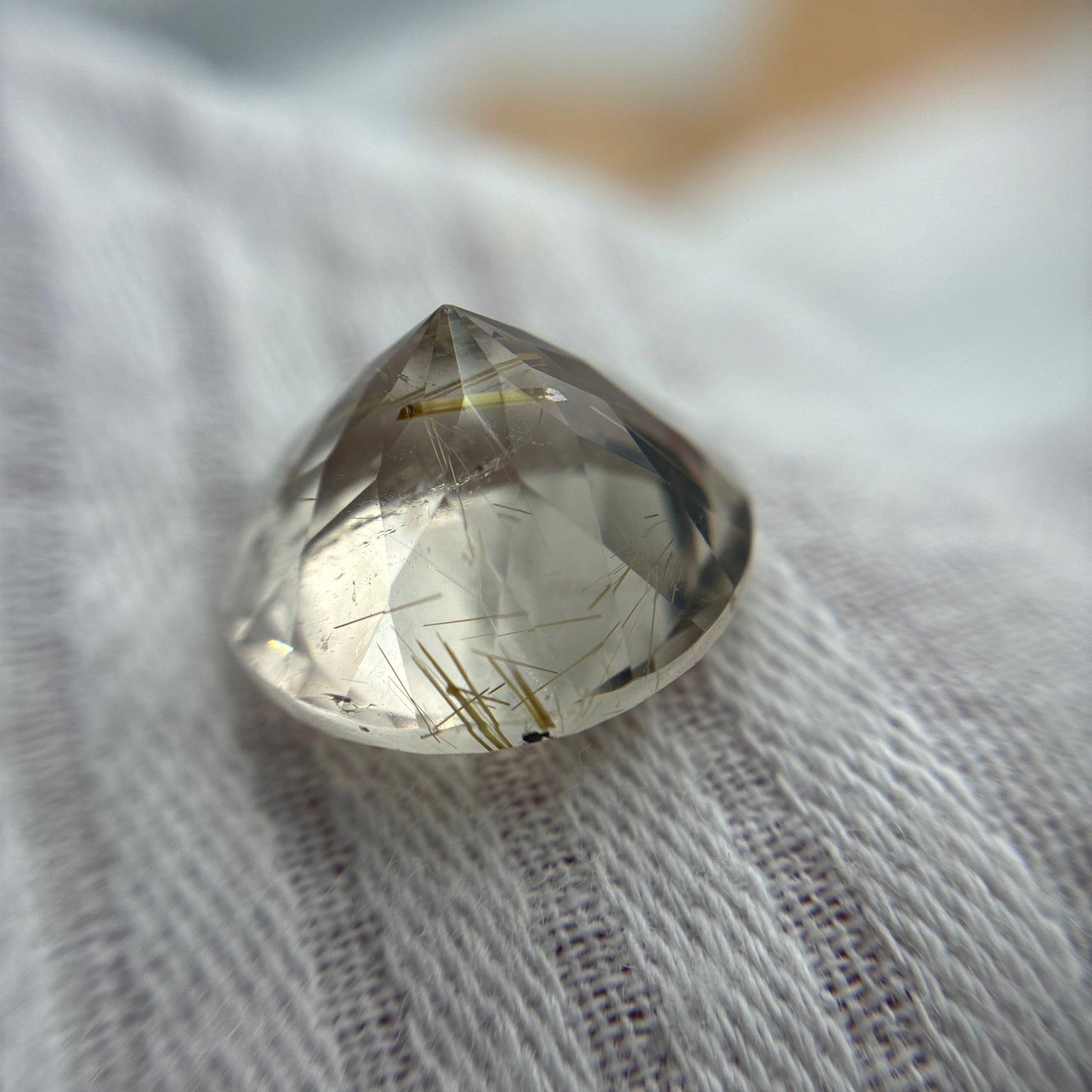 9.40 Carats Rutilated Quartz 14mm Round Faceted Gemstone