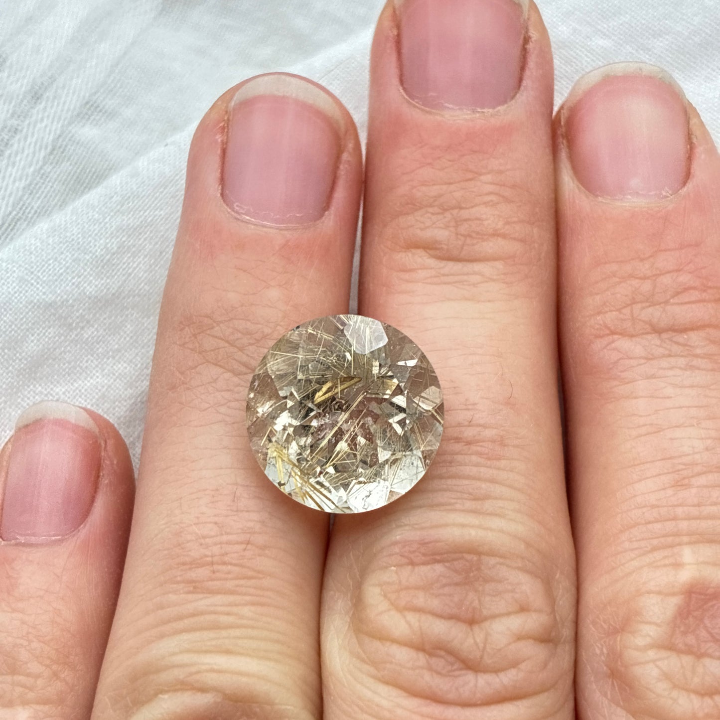 9.40 Carats Rutilated Quartz 14mm Round Faceted Gemstone