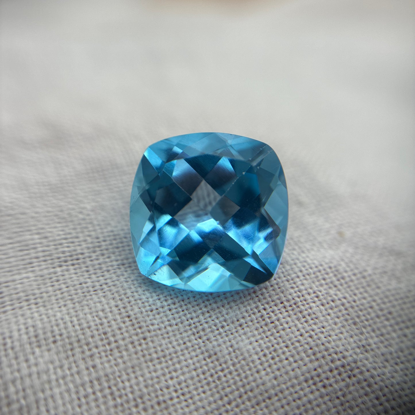 10mm Square Cushion Cut Blue Topaz 5 carats