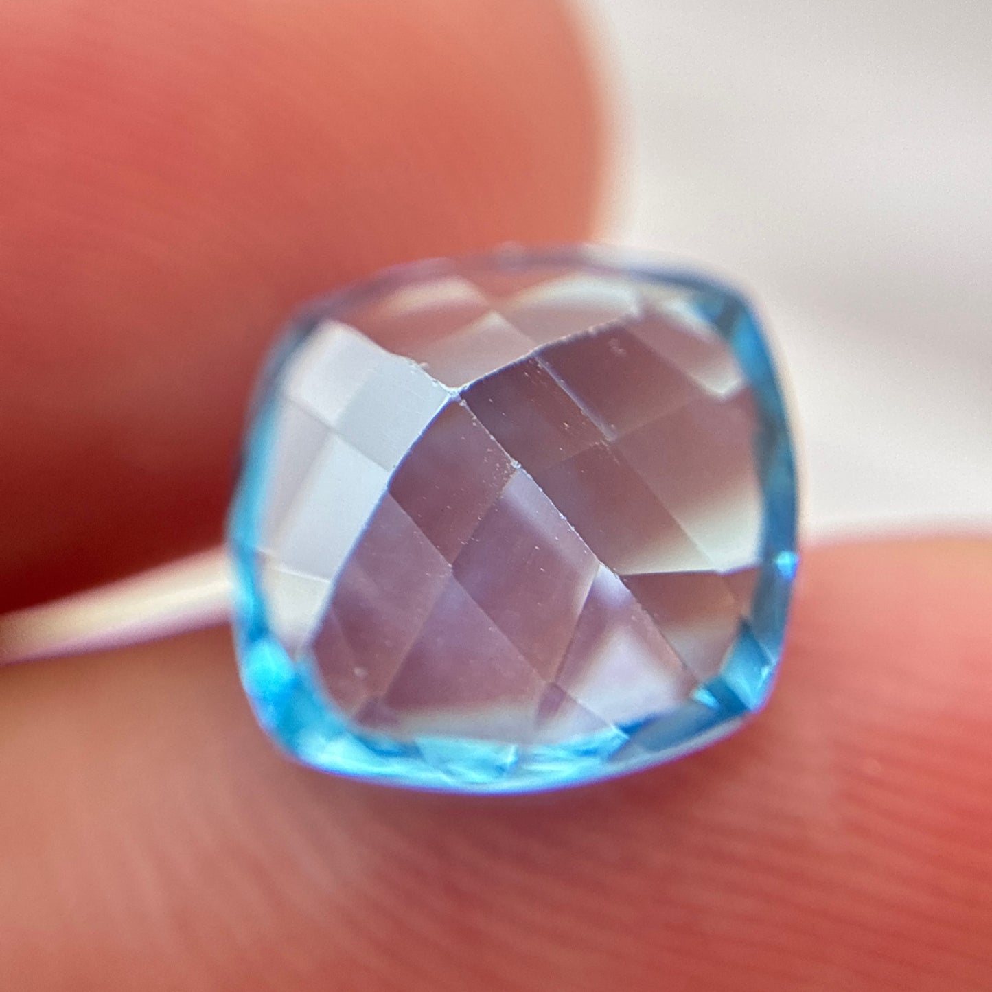 10mm Square Cushion Cut Blue Topaz 5 carats