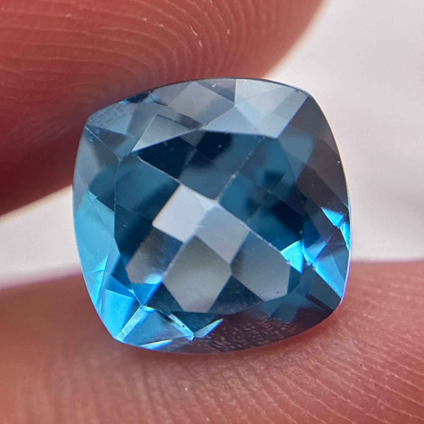 10mm Square Cushion Cut Blue Topaz 5 carats