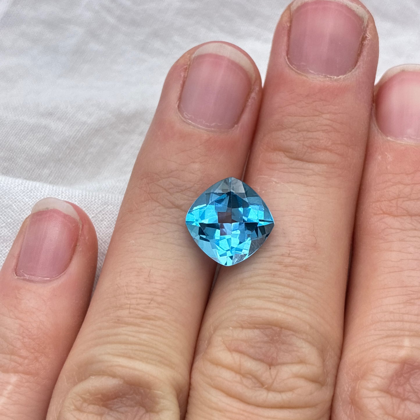 10mm Square Cushion Cut Blue Topaz 5 carats