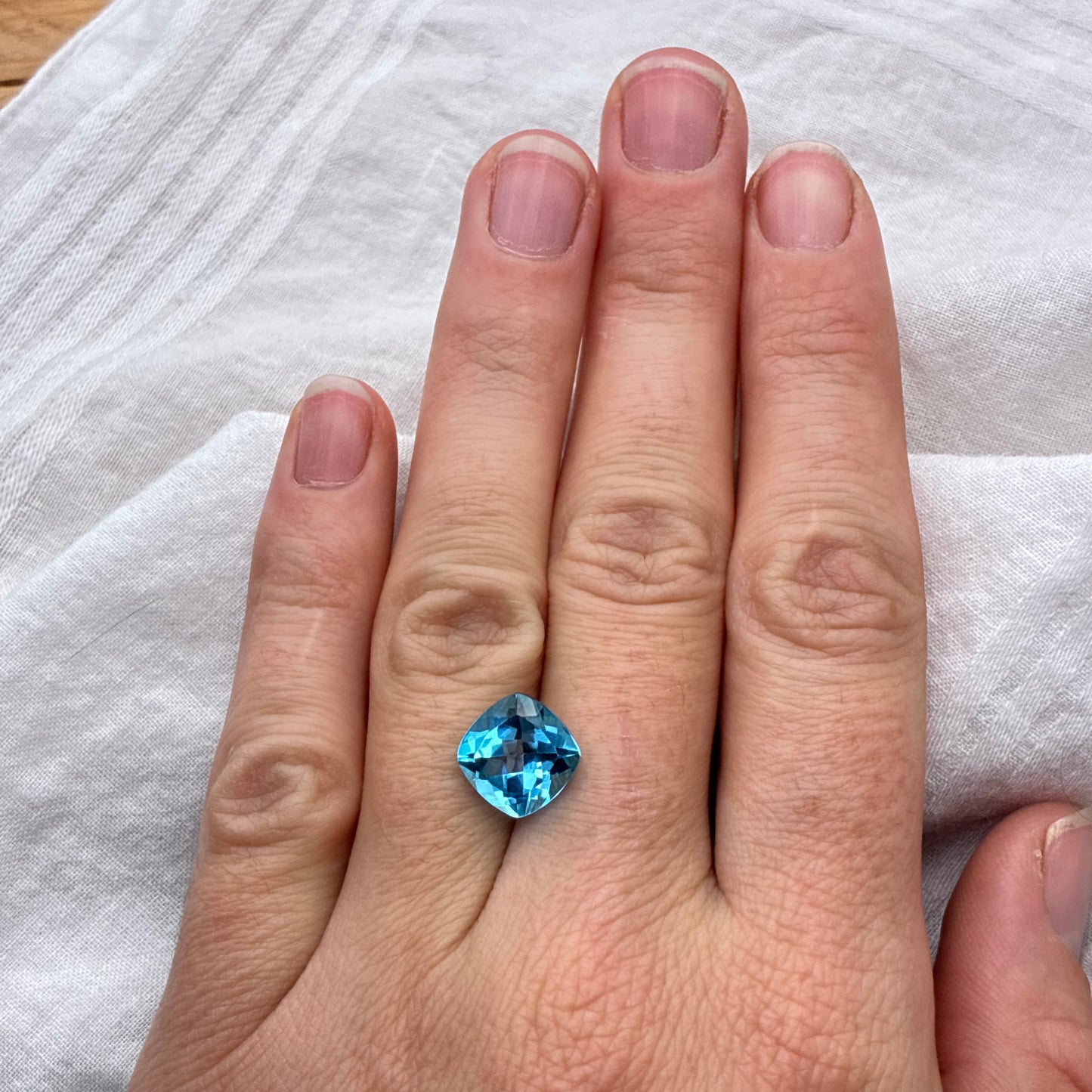 10mm Square Cushion Cut Blue Topaz 5 carats