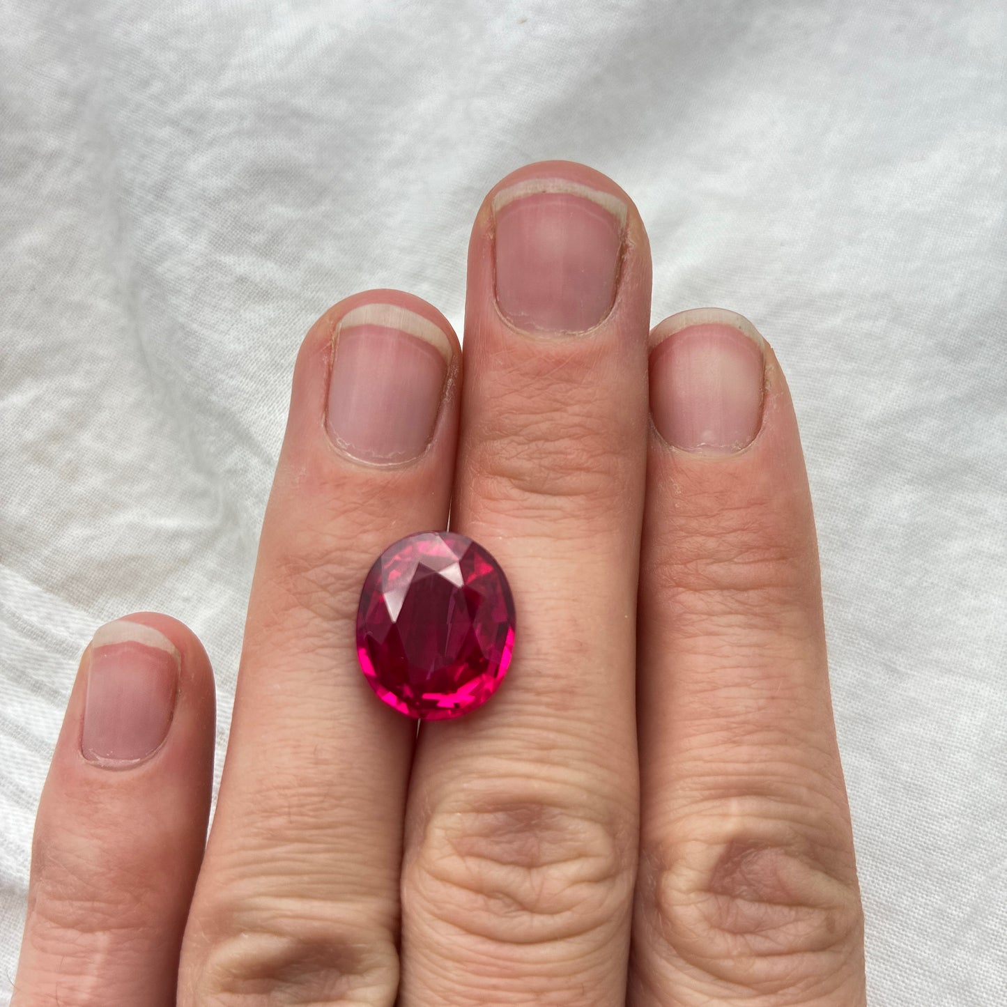 8.77ct Red Lab Grown Ruby, 13.7x11.7 mm Oval Cut
