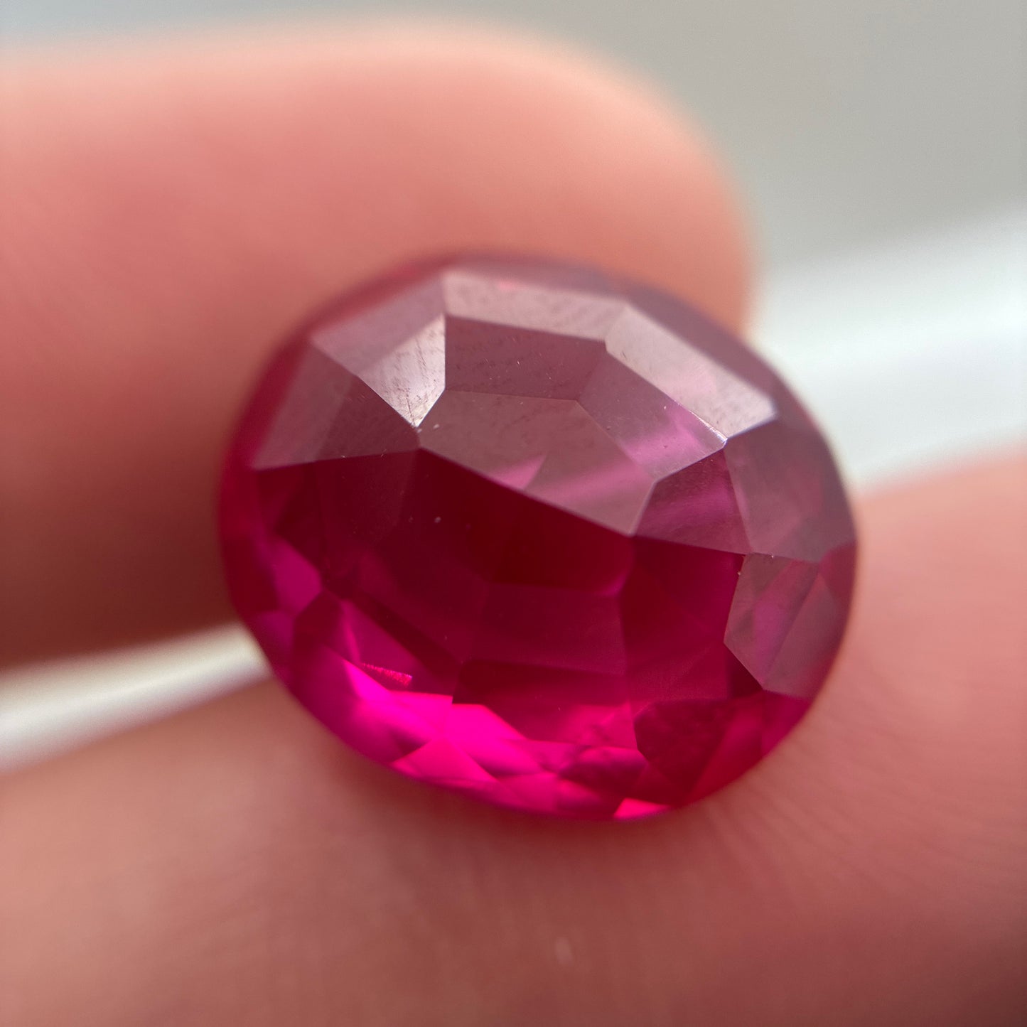 8.77ct Red Lab Grown Ruby, 13.7x11.7 mm Oval Cut