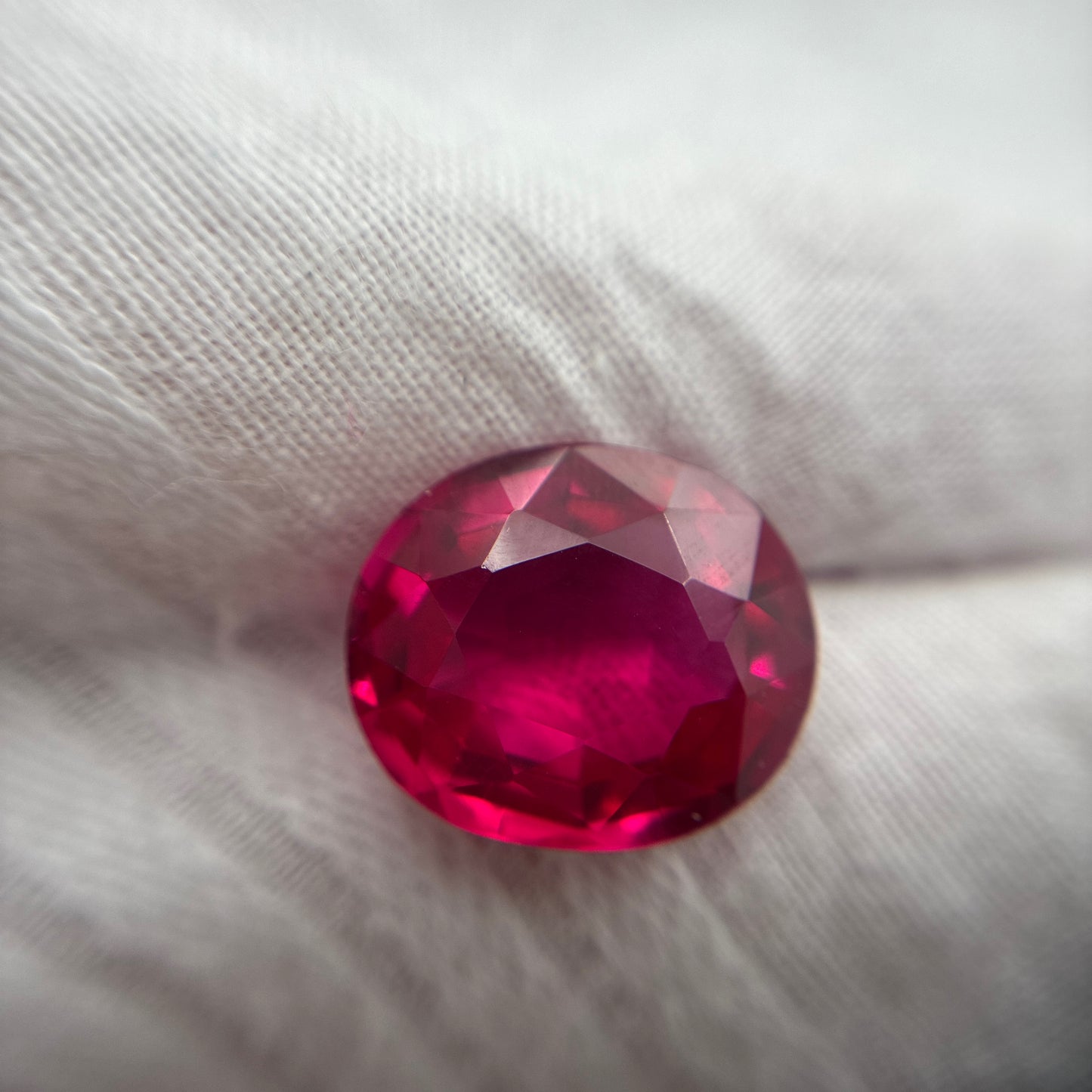 8.77ct Red Lab Grown Ruby, 13.7x11.7 mm Oval Cut