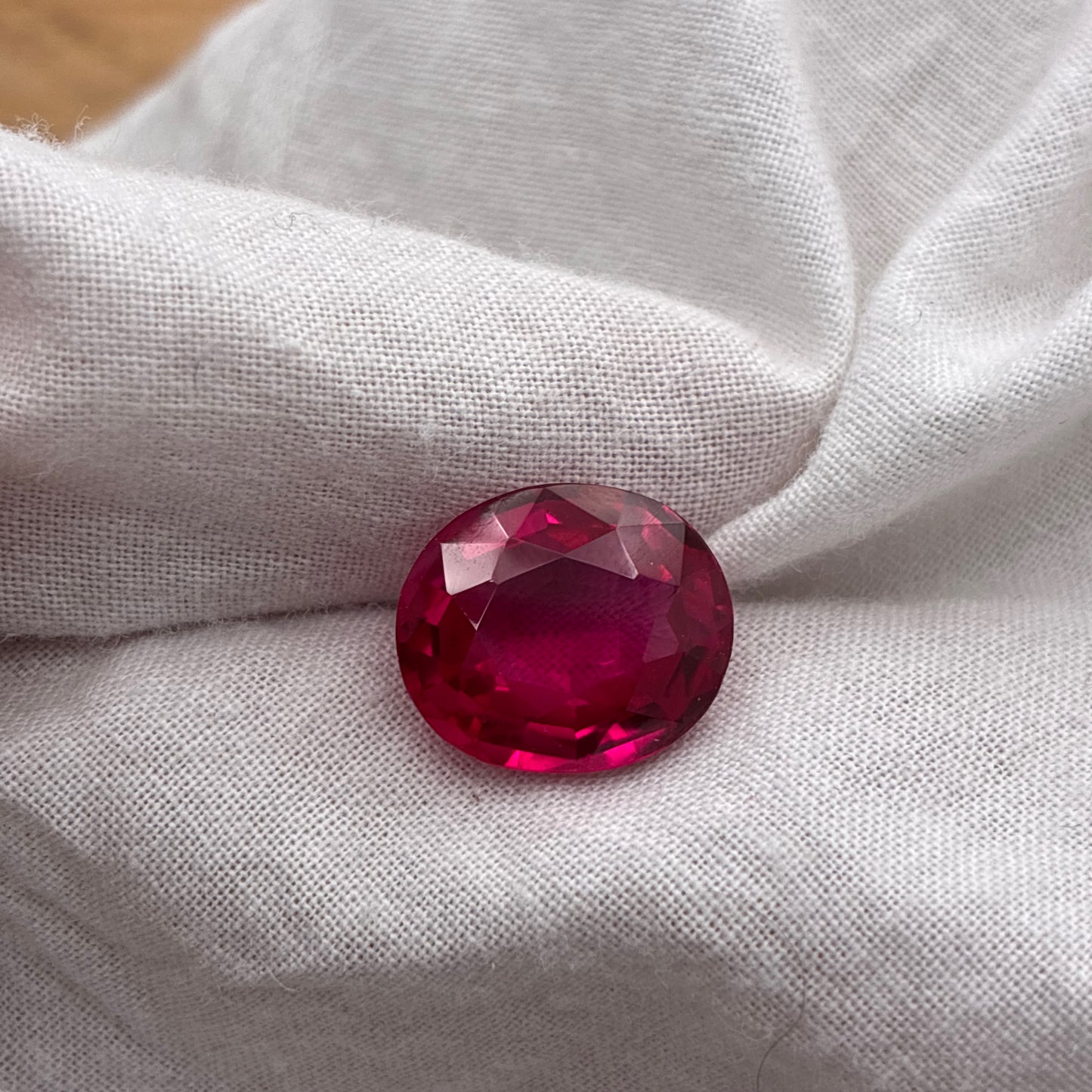 8.77ct Red Lab Grown Ruby, 13.7x11.7 mm Oval Cut