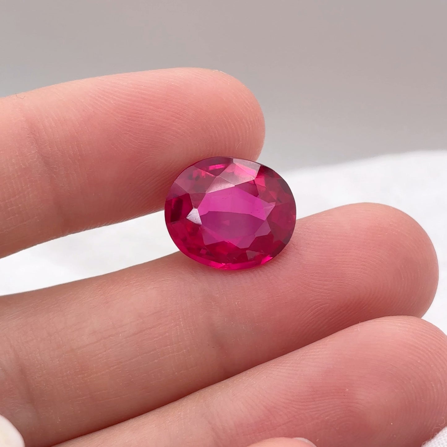 8.77ct Red Lab Grown Ruby, 13.7x11.7 mm Oval Cut