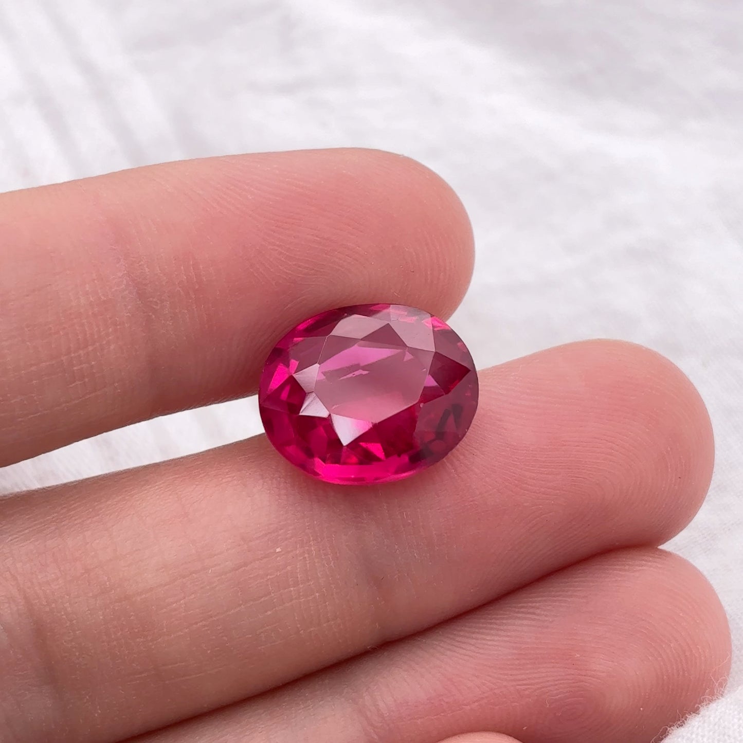 8.77ct Red Lab Grown Ruby, 13.7x11.7 mm Oval Cut