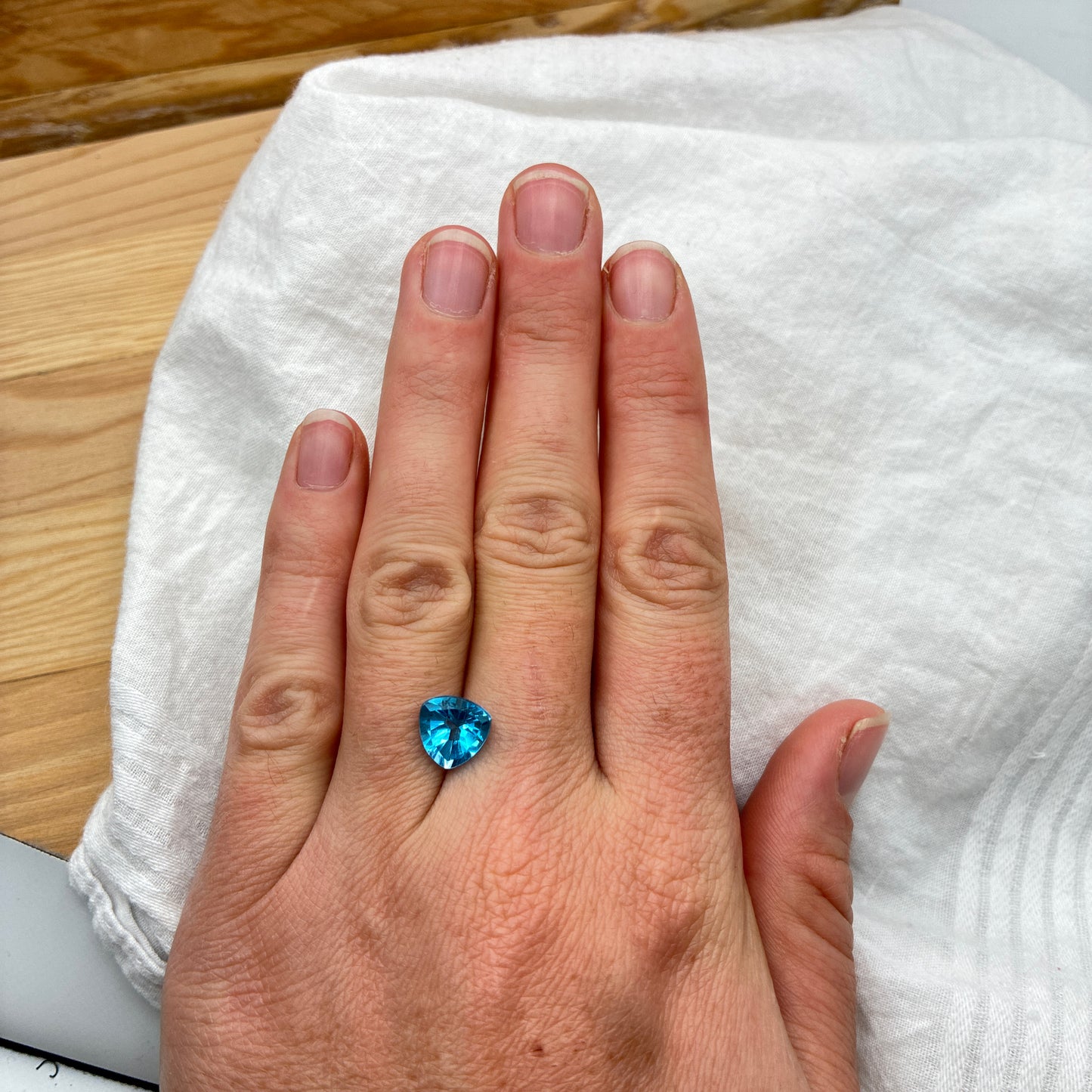 9mm Blue Topaz Trillion Cut Gemstone 3.27 carats