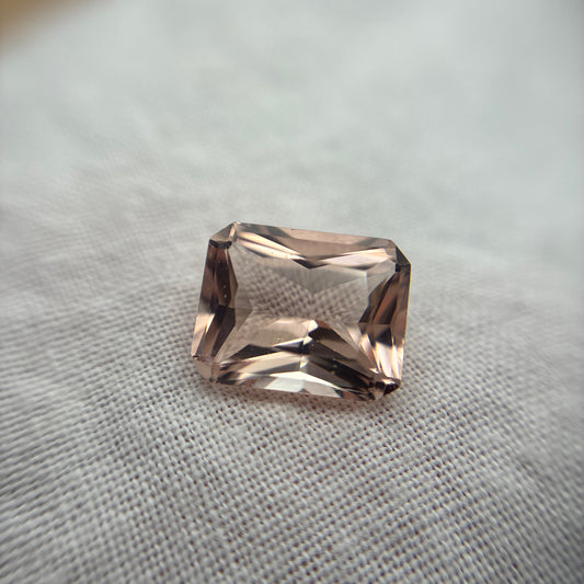 10x8mm Natural Peach Morganite, Radiant Emerald Cut, 3 carats