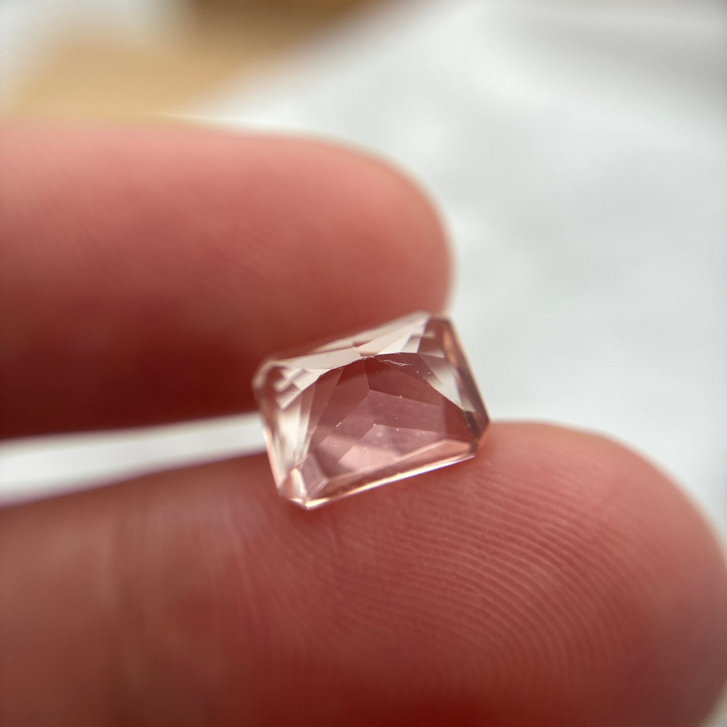 10x8mm Natural Peach Morganite, Radiant Emerald Cut, 3 carats