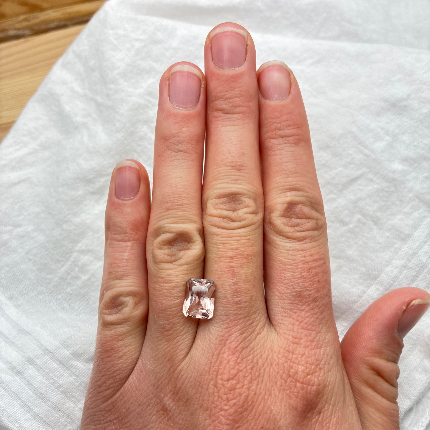 10x8mm Natural Peach Morganite, Radiant Emerald Cut, 3 carats