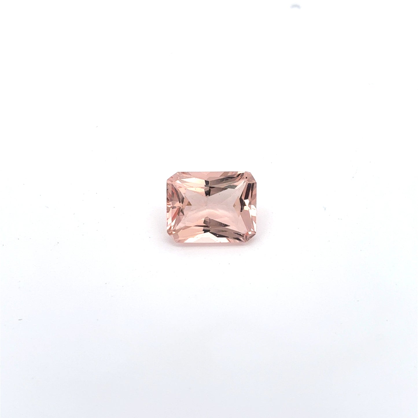 10x8mm Natural Peach Morganite, Radiant Emerald Cut, 3 carats