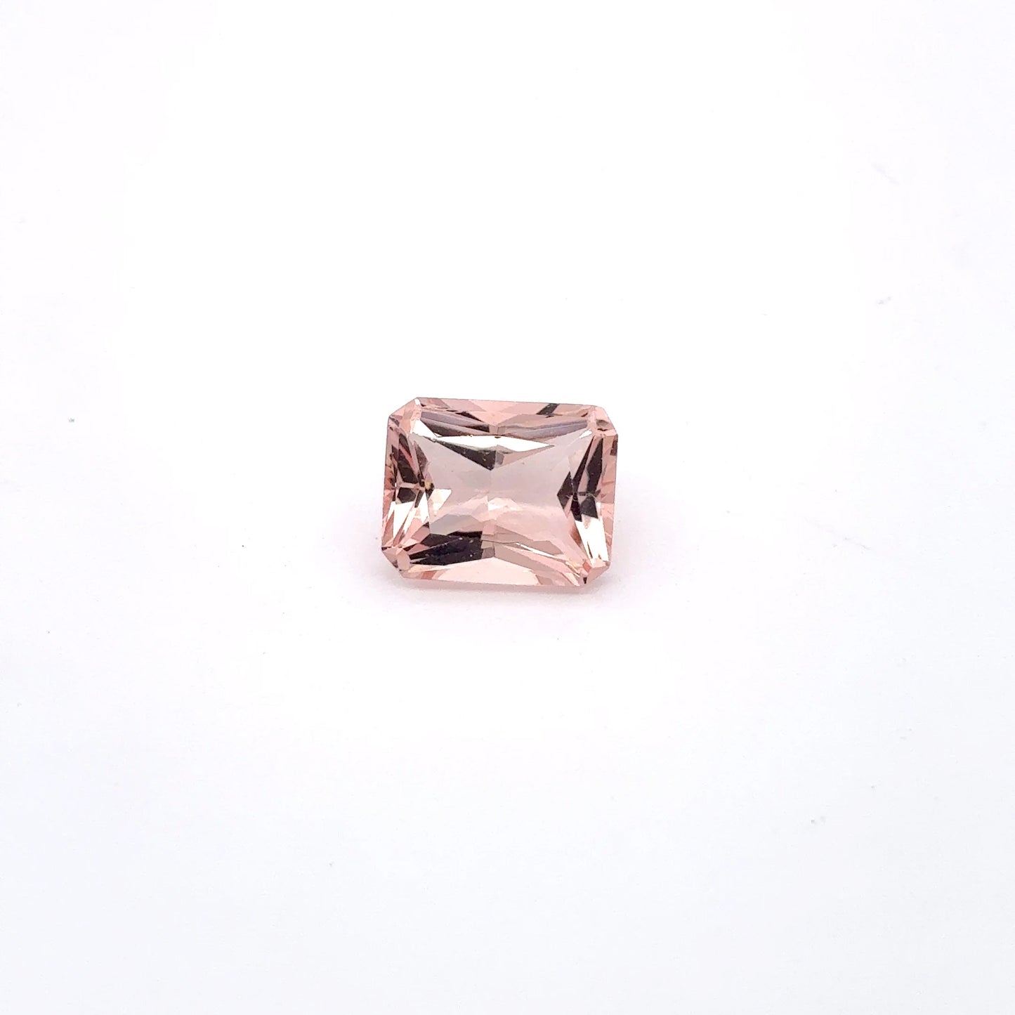 10x8mm Natural Peach Morganite, Radiant Emerald Cut, 3 carats
