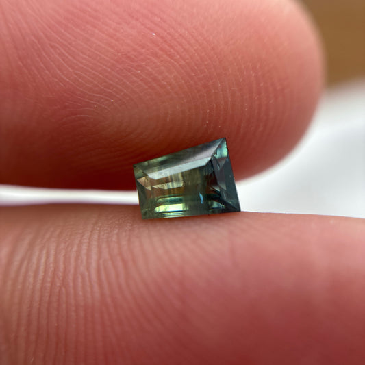0.68ct Natural Green Heated Parti Sapphire Tapered Baguette