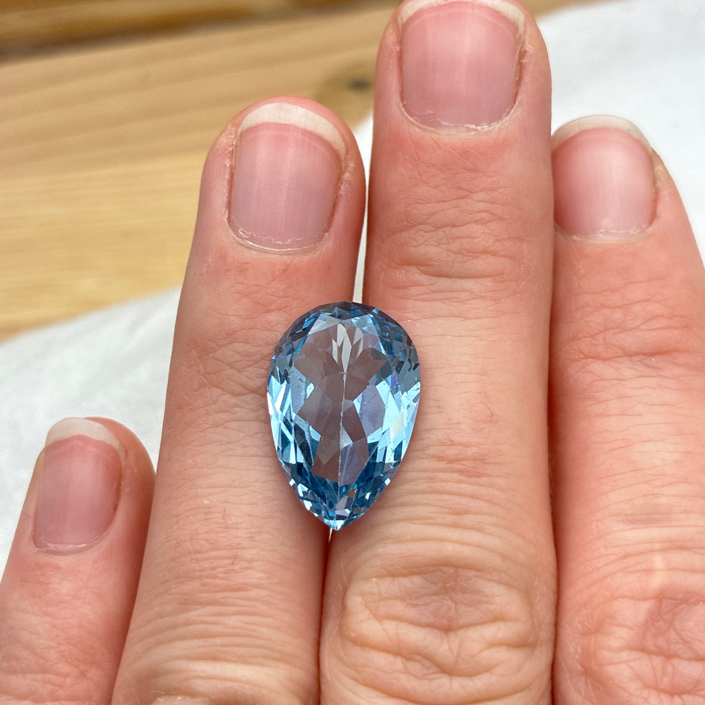 Lab-grown Blue Spinel Pear Cut 17.5x11.8mm 10 1/2 Carats