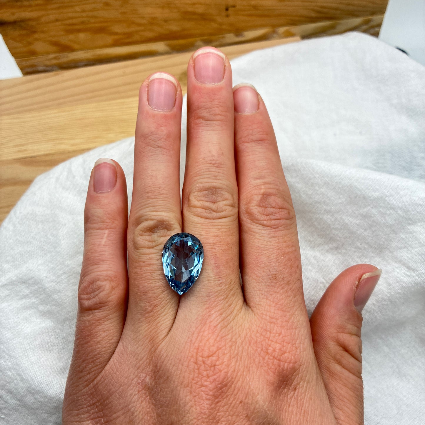 Lab-grown Blue Spinel Pear Cut 17.5x11.8mm 10 1/2 Carats