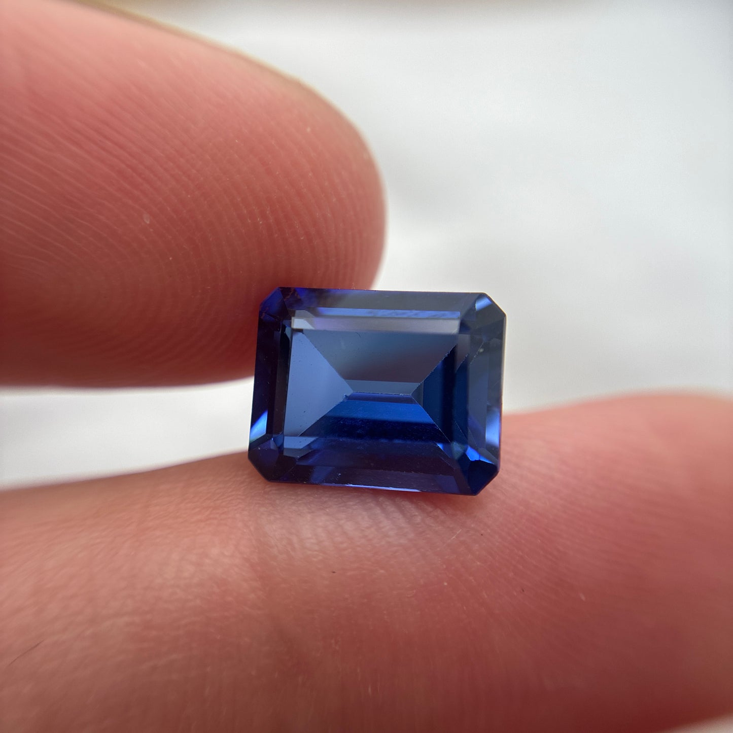 10x8mm Lab Created Emerald Cut Blue Sapphire 4.24 carats