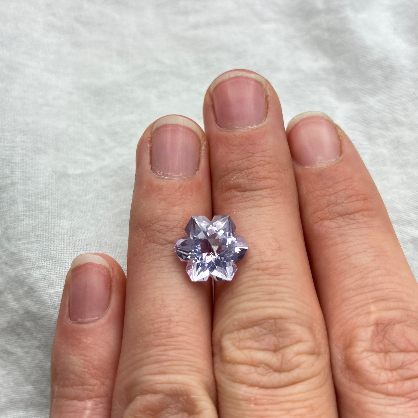 4.30ct Fancy Snowflake Cut Lavender Amethyst appr. 12mm Hexagon