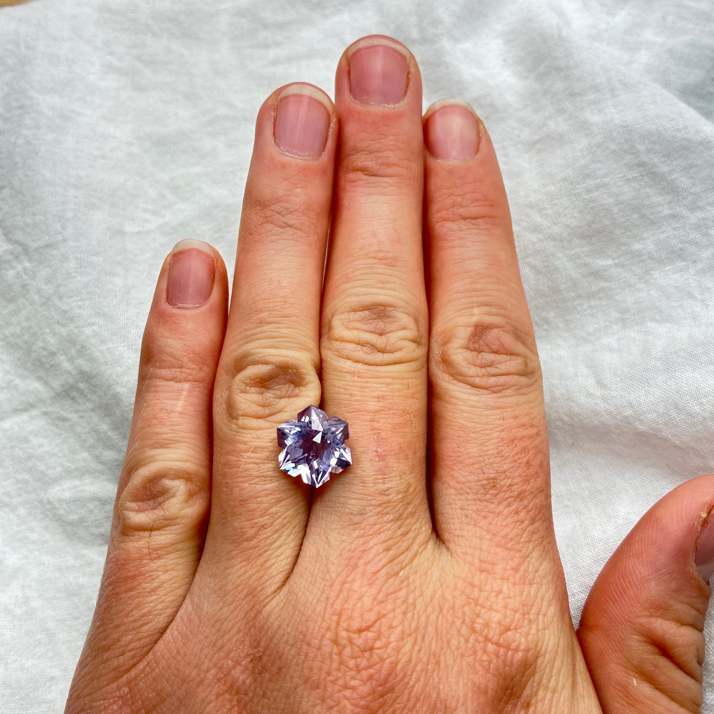 4.30ct Fancy Snowflake Cut Lavender Amethyst appr. 12mm Hexagon