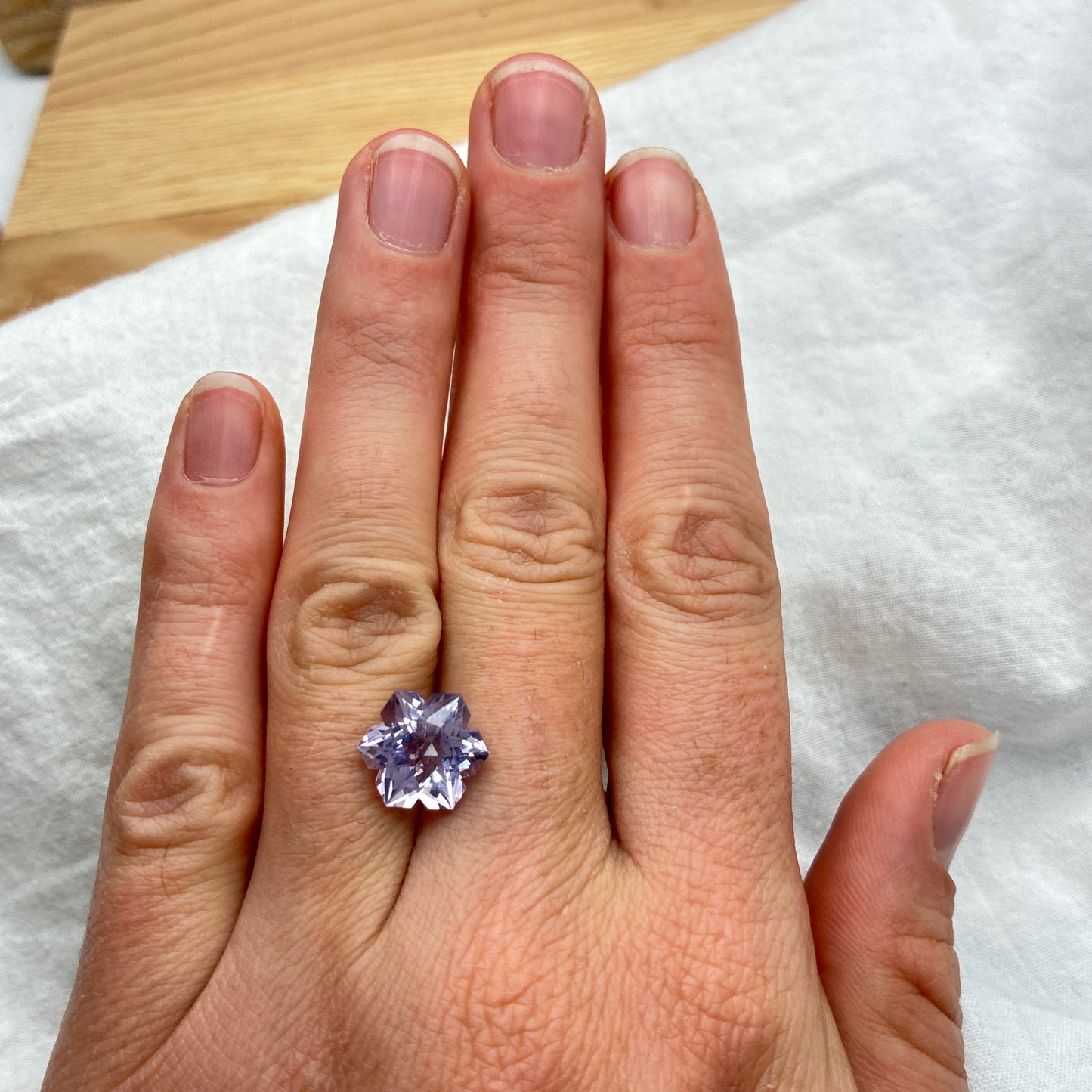 4.30ct Fancy Snowflake Cut Lavender Amethyst appr. 12mm Hexagon