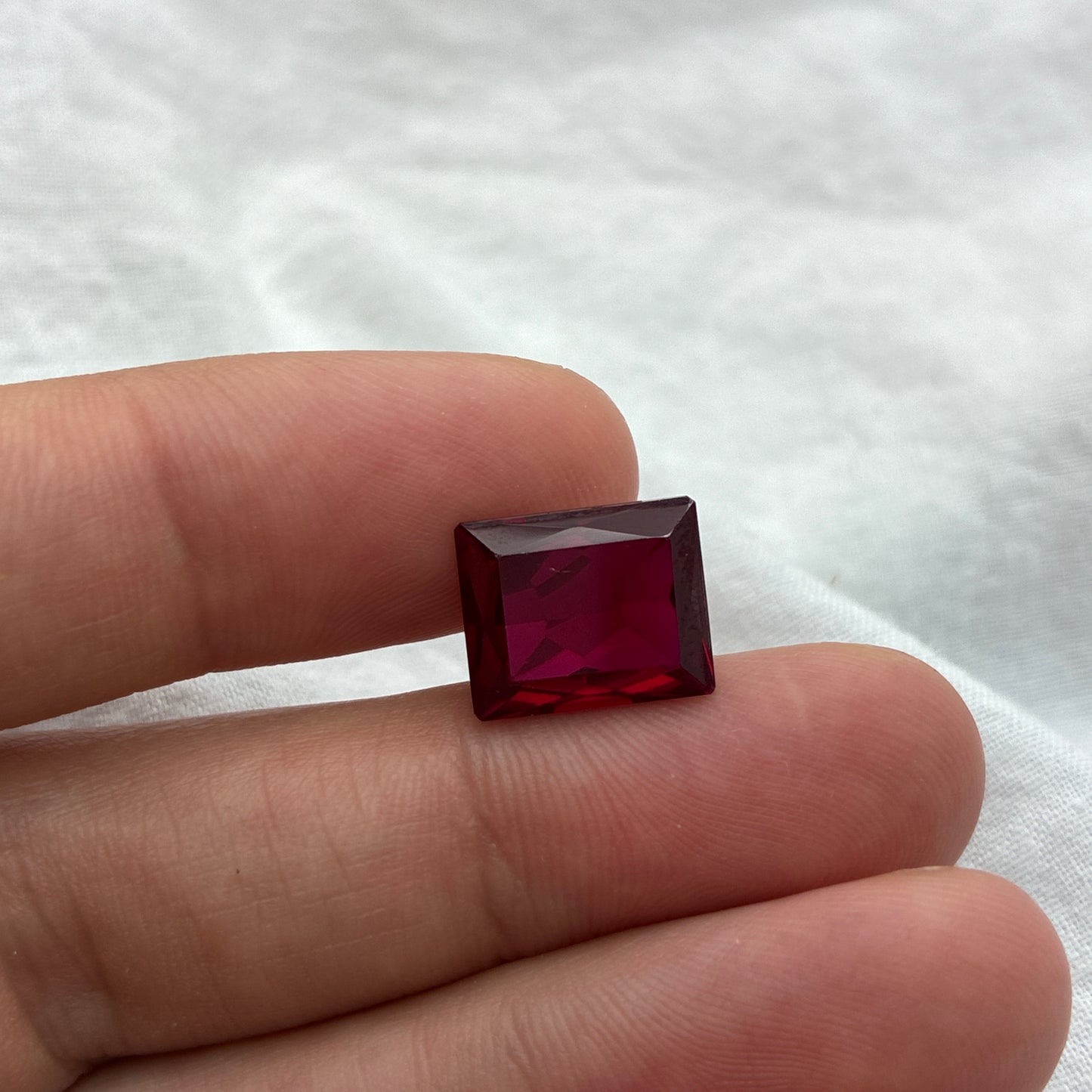 7.39 carat Rectangle Lab-grown Ruby 12x9.7mm