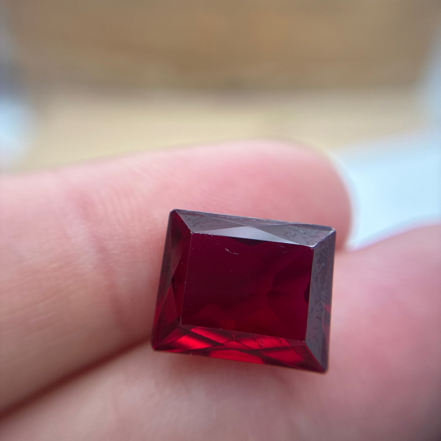 7.39 carat Rectangle Lab-grown Ruby 12x9.7mm