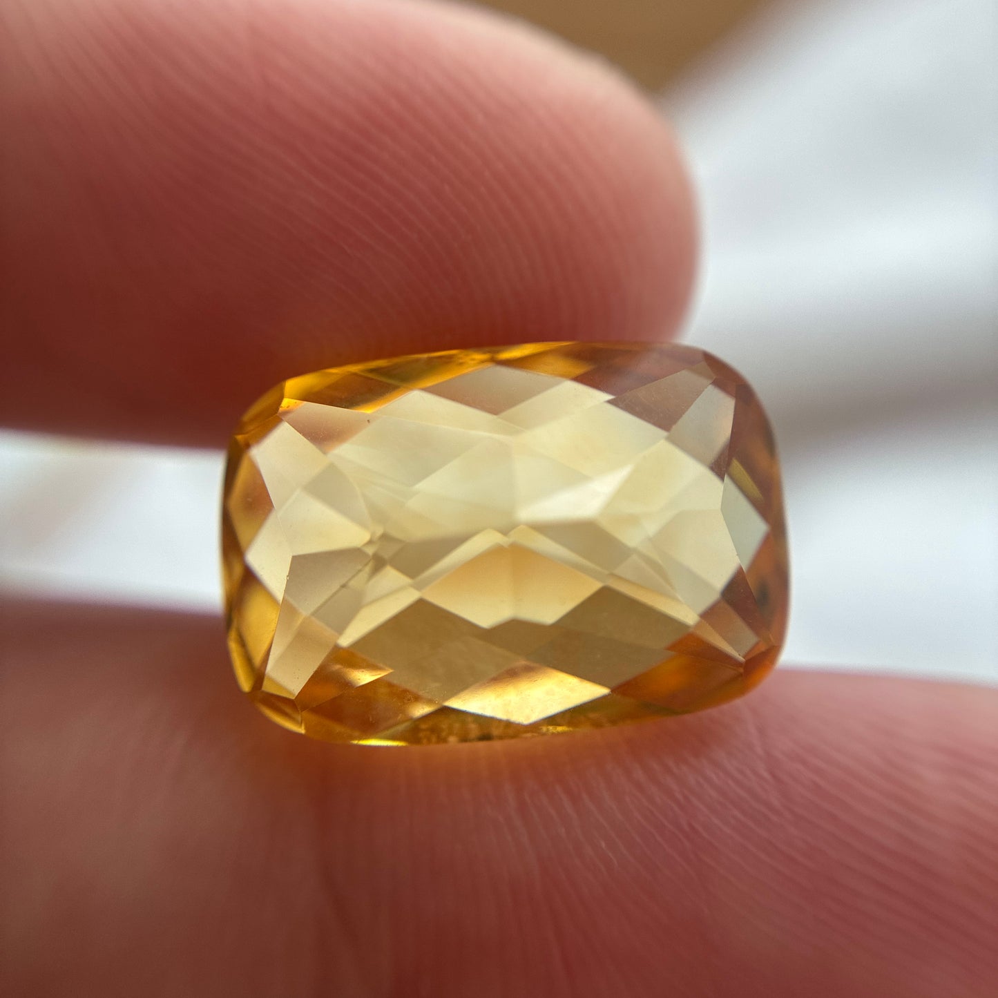 10 Carat Rectangle Cushion Cut Citrine 16.5x11.5mm Checkerboard Top