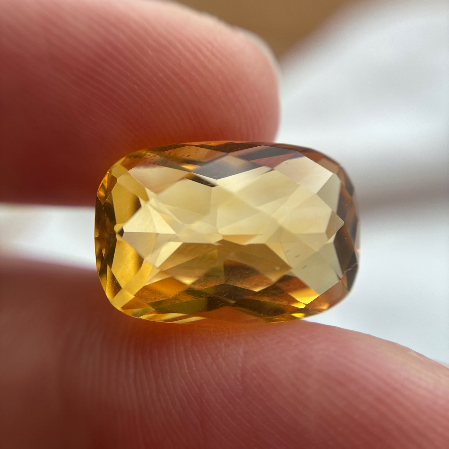 10 Carat Rectangle Cushion Cut Citrine 16.5x11.5mm Checkerboard Top