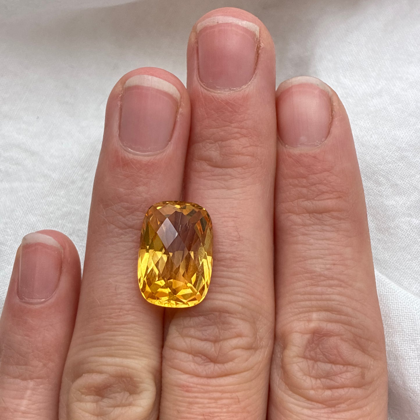 10 Carat Rectangle Cushion Cut Citrine 16.5x11.5mm Checkerboard Top