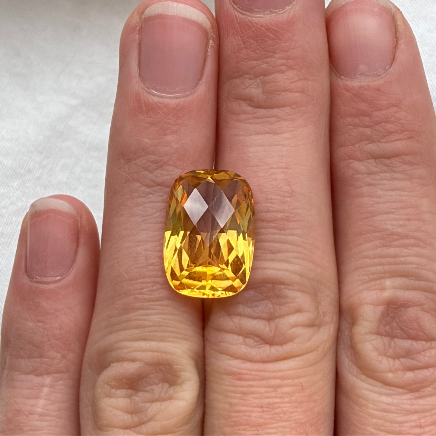 10 Carat Rectangle Cushion Cut Citrine 16.5x11.5mm Checkerboard Top