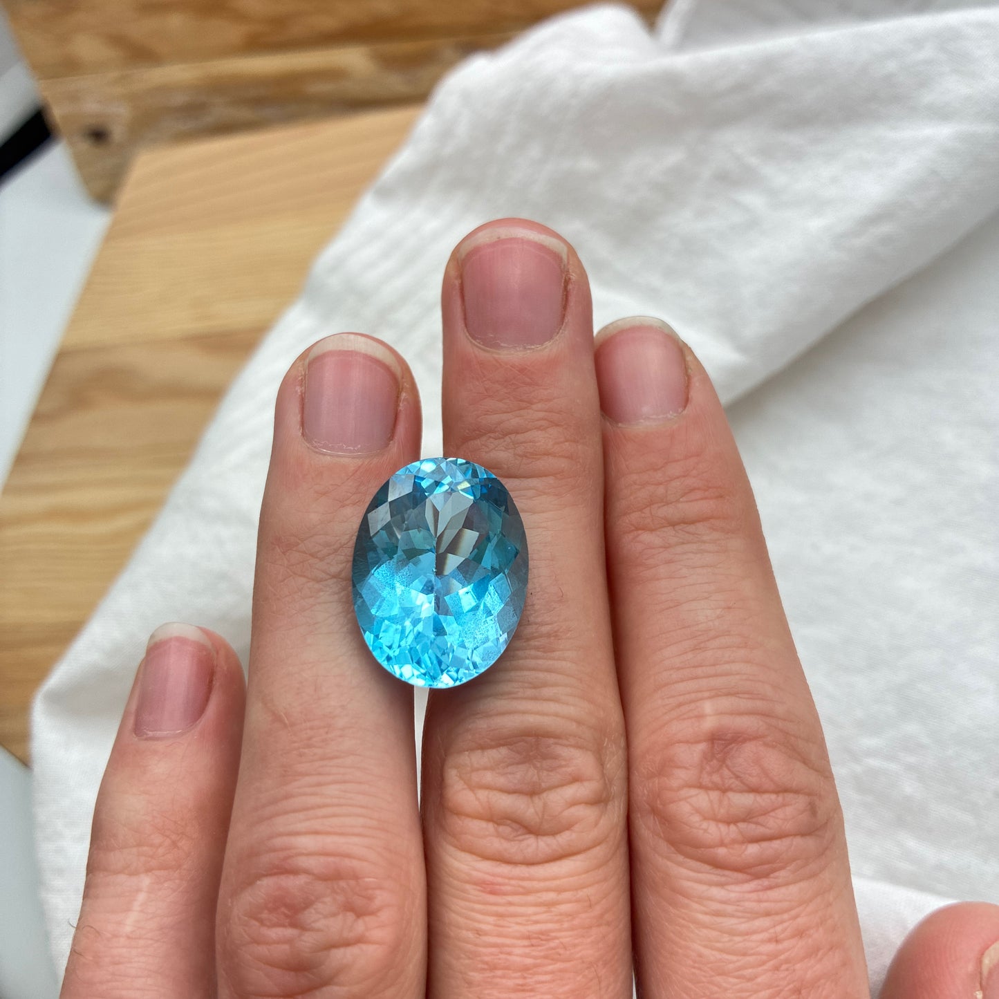 20x15mm Large Blue Topaz Loose Gemstone, Over 20 Carats, Oval cut