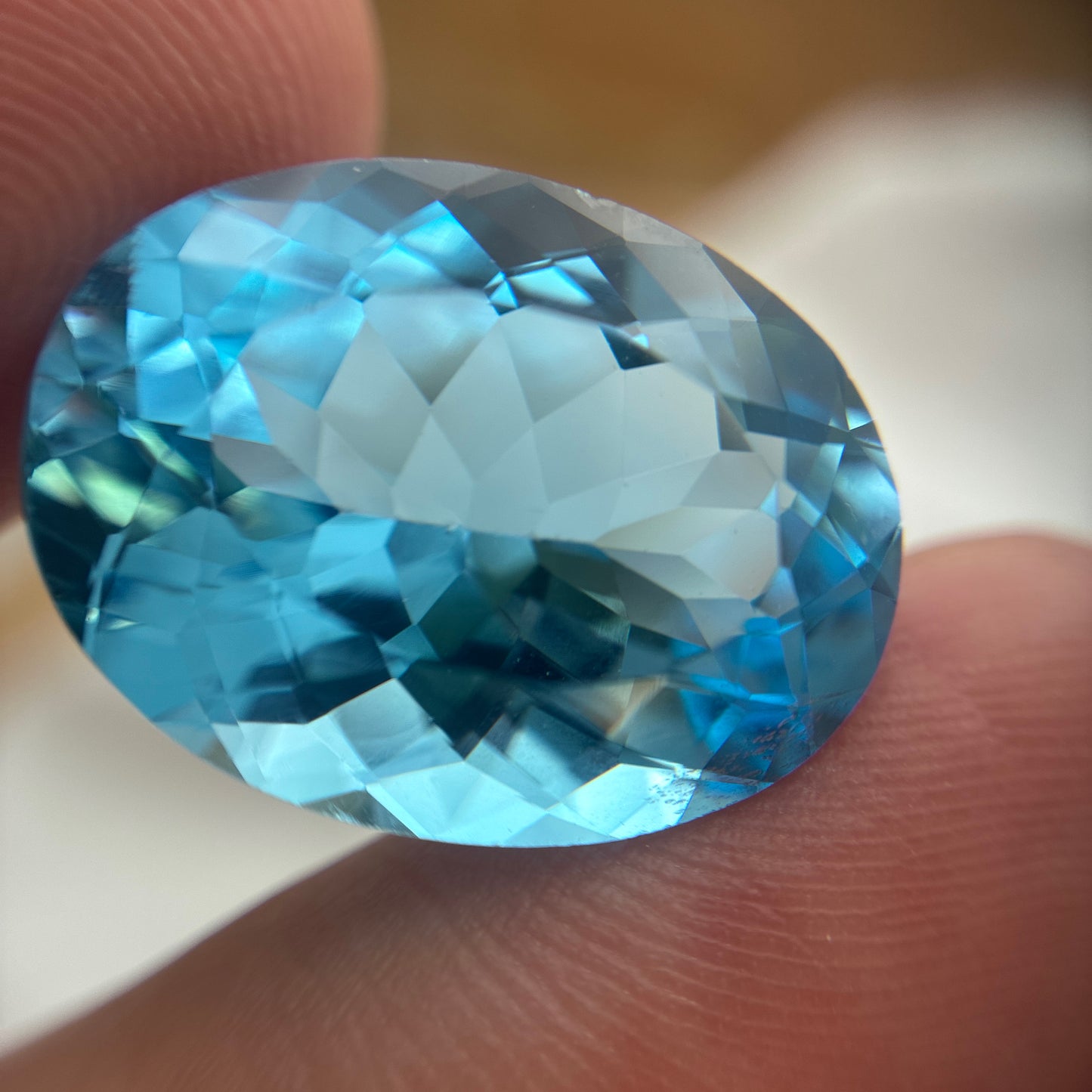20x15mm Large Blue Topaz Loose Gemstone, Over 20 Carats, Oval cut