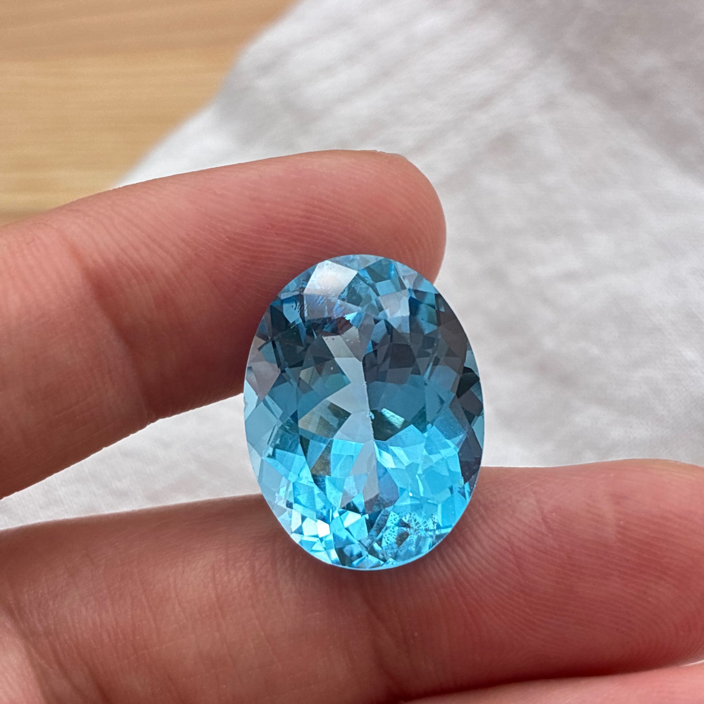 20x15mm Large Blue Topaz Loose Gemstone, Over 20 Carats, Oval cut