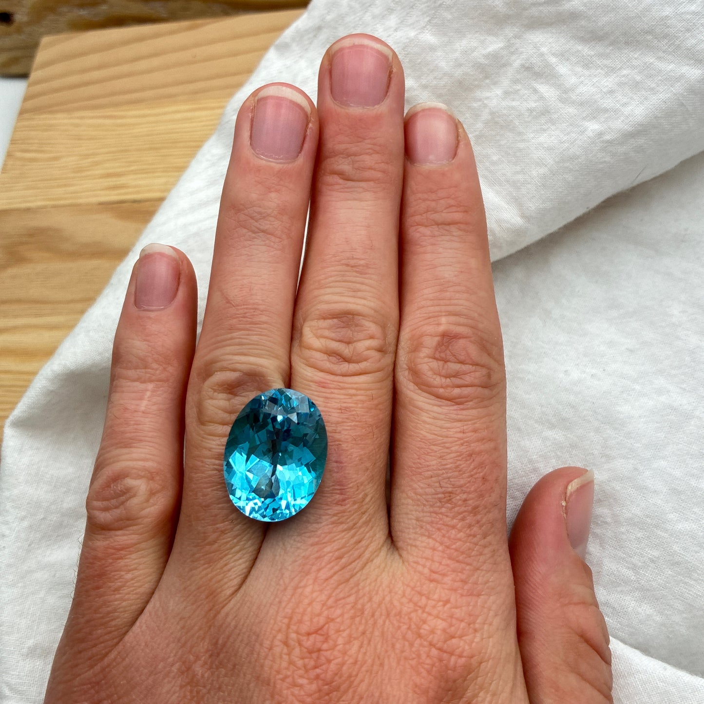 20x15mm Large Blue Topaz Loose Gemstone, Over 20 Carats, Oval cut