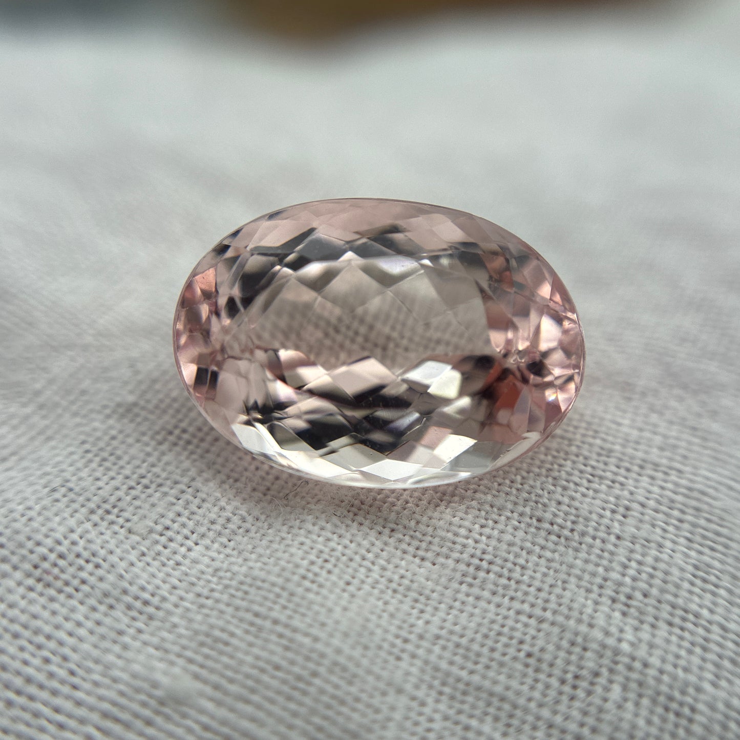 14x10mm Light Pink Morganite 7.69 Carat Oval Cut, Faceted Loose Gemstone