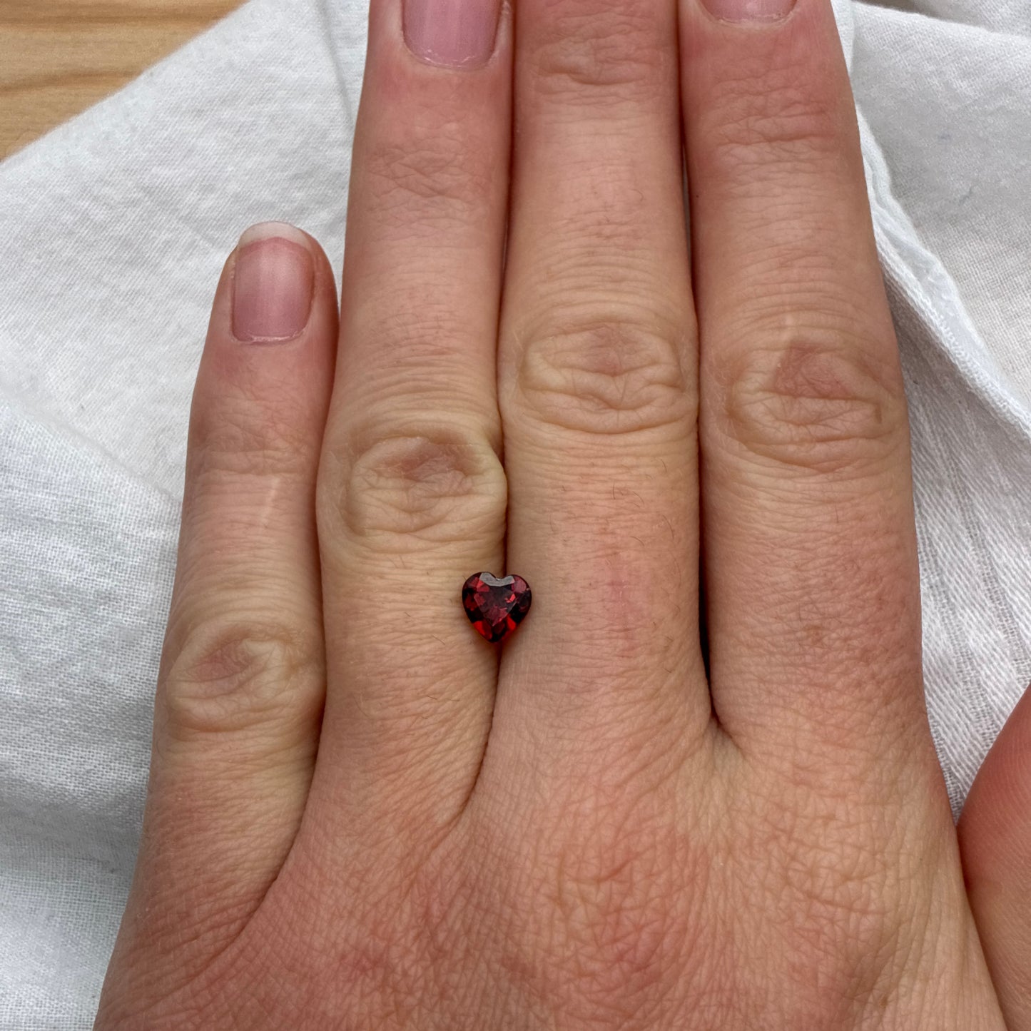 One 6mm Red Garnet Heart Cut, Faceted Loose Gemstone