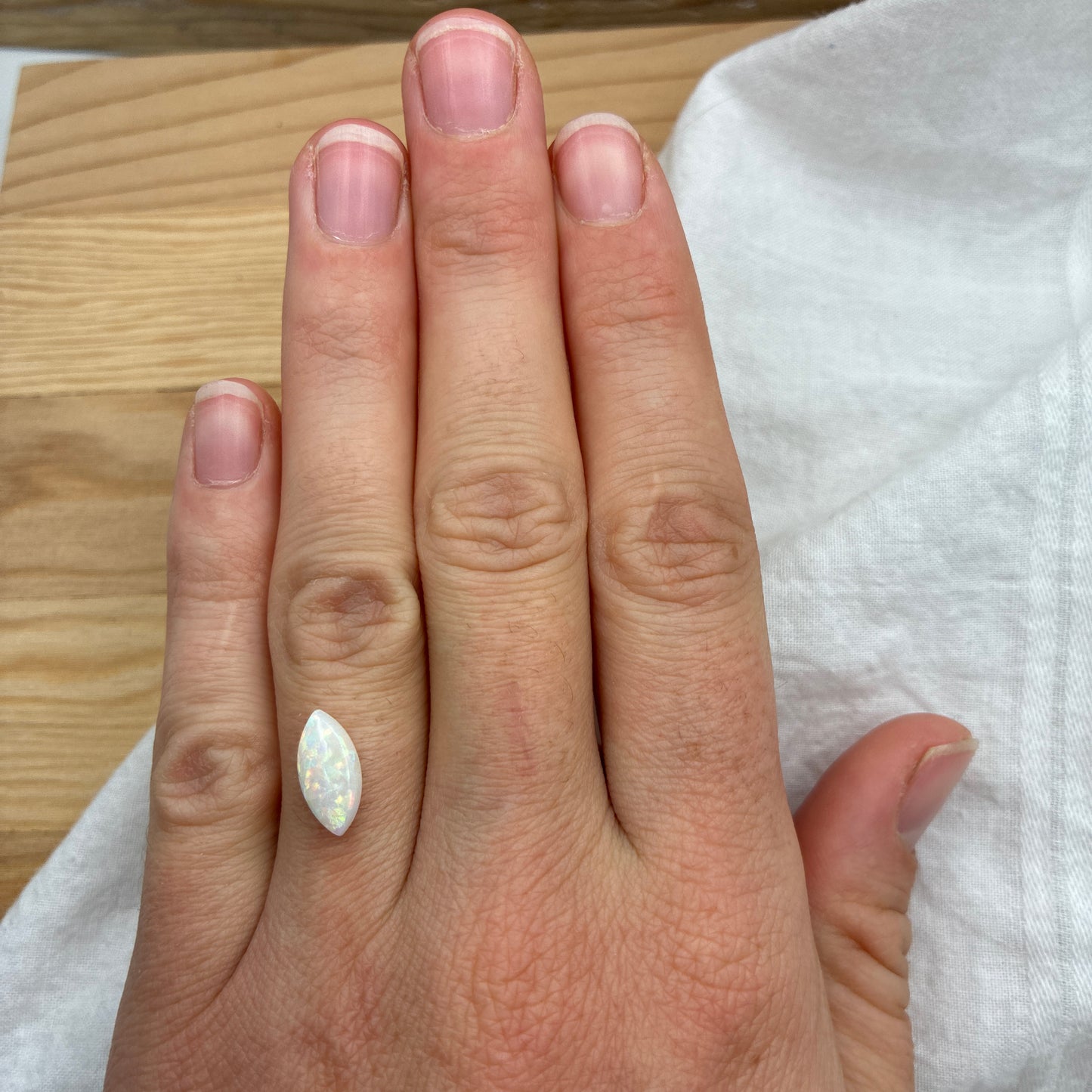 1 carat Australian White Opal 12.3x6.2mm Marquise Cabochon