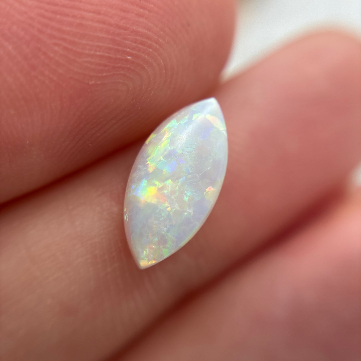 1 carat Australian White Opal 12.3x6.2mm Marquise Cabochon