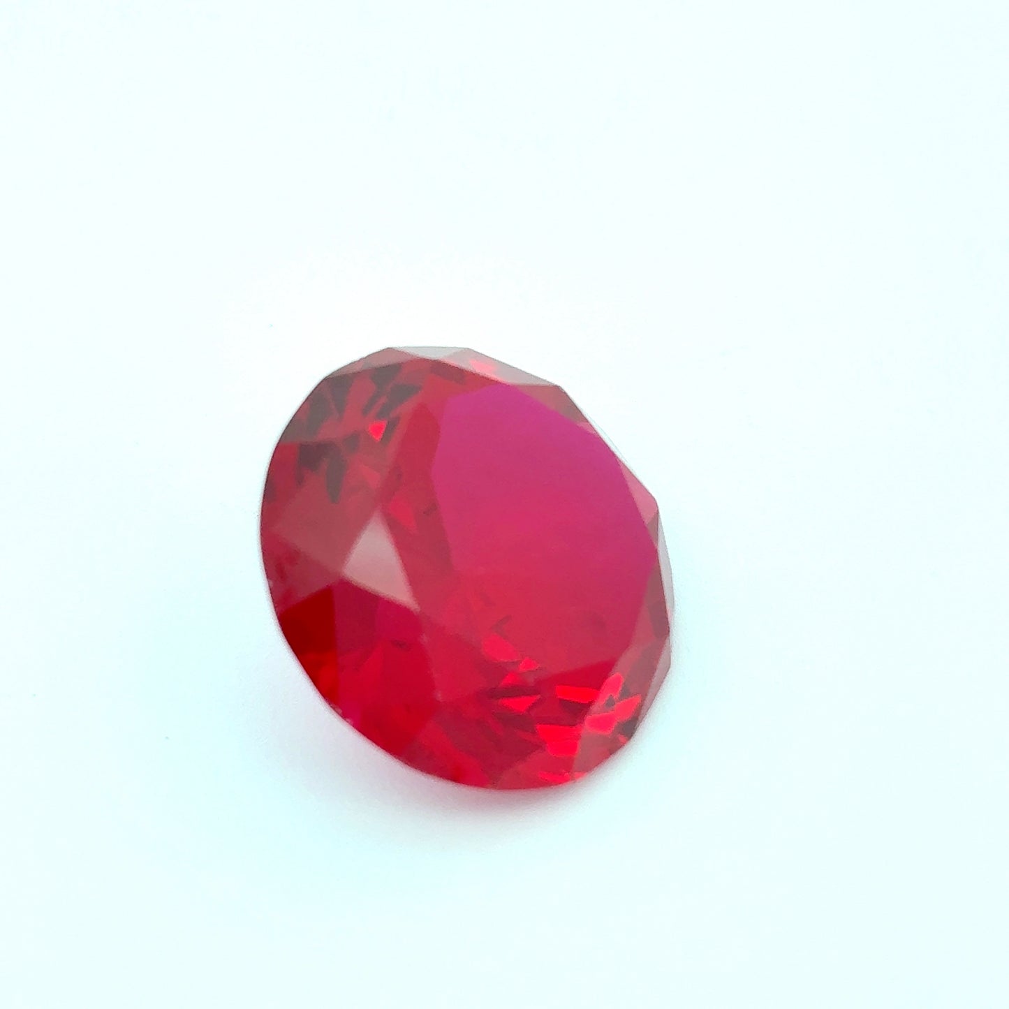 15mm Lab Ruby 14.73 carat Round Cut, Faceted Loose Red Ruby