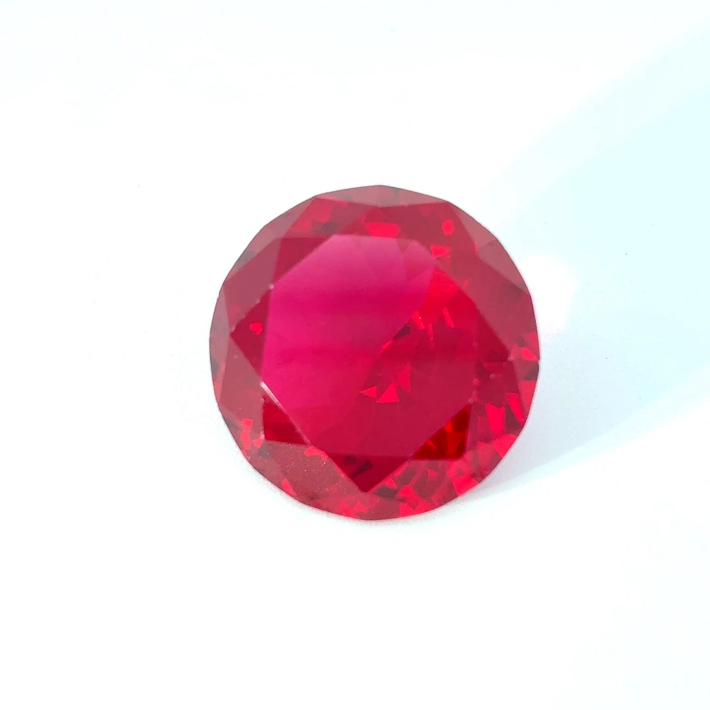 15mm Lab Ruby 14.73 carat Round Cut, Faceted Loose Red Ruby