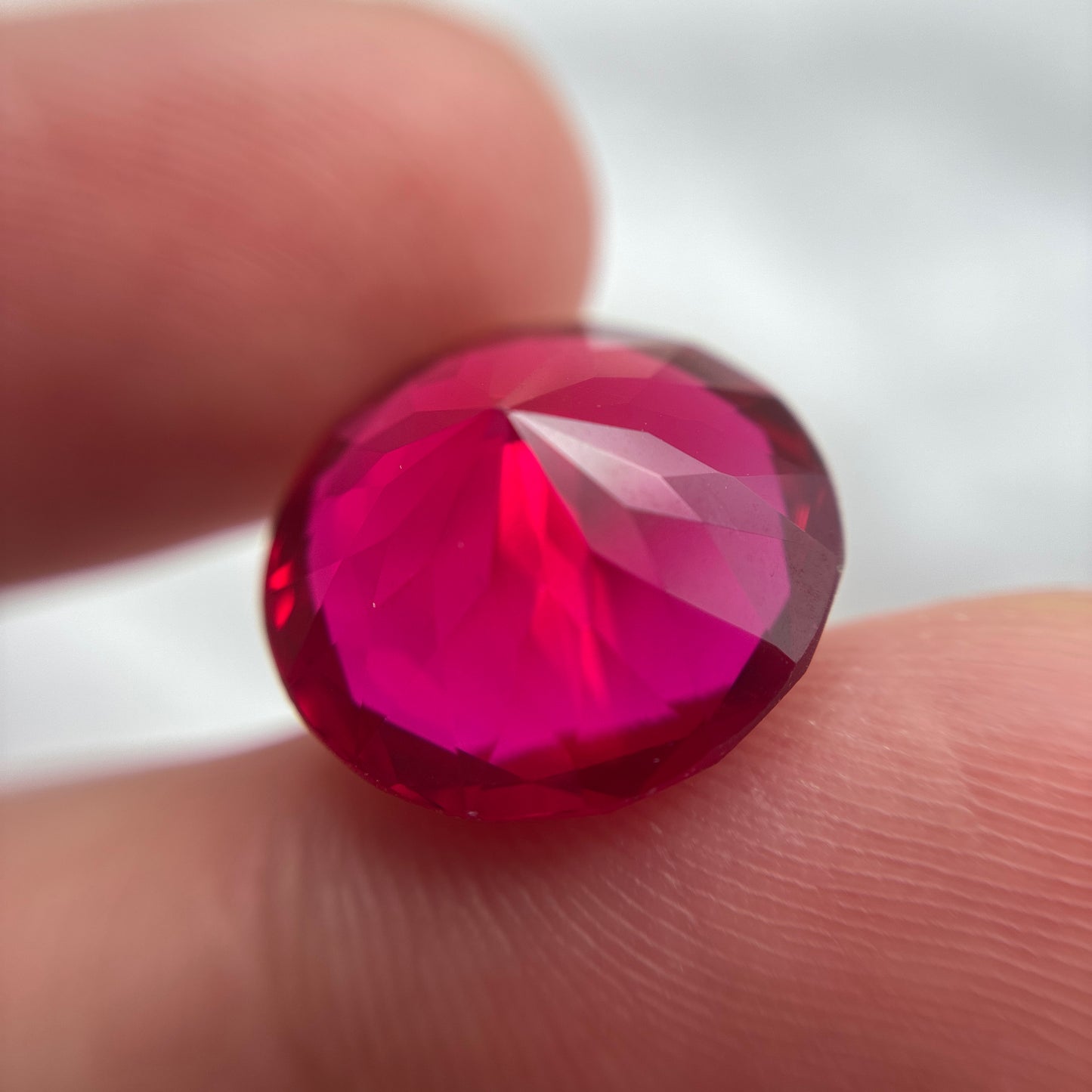15mm Lab Ruby 14.73 carat Round Cut, Faceted Loose Red Ruby