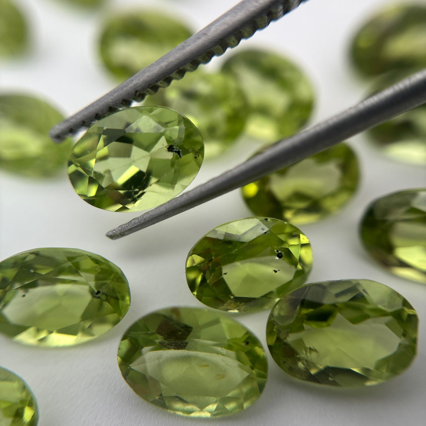 One 7x5mm Green Peridot Oval Cut, Faceted Loose Gemstone