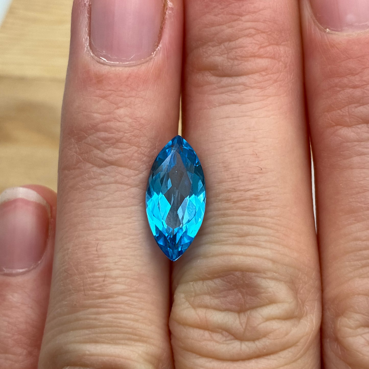 14.75x7mm Blue Topaz 3.43 carat Marquise Cut, Faceted Loose Gemstone
