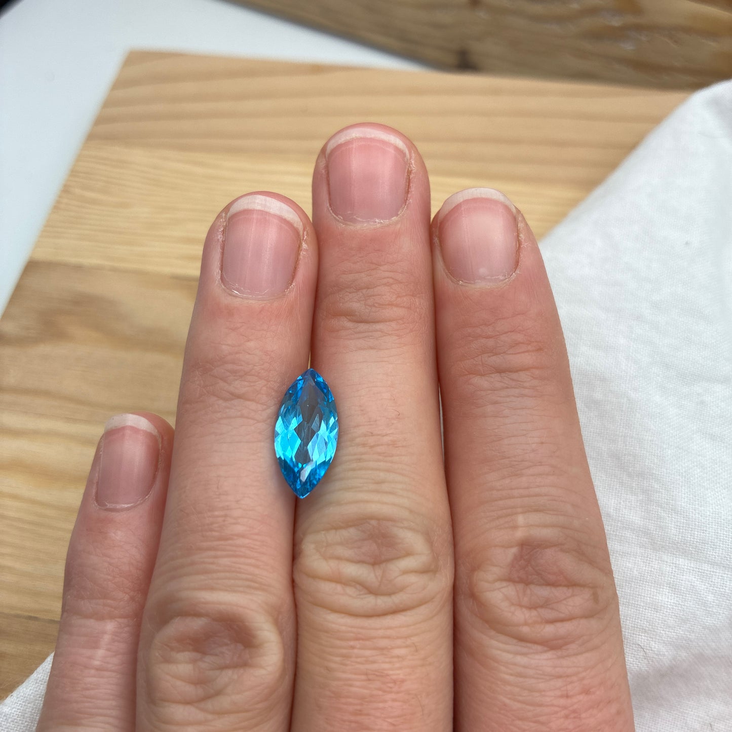 14.75x7mm Blue Topaz 3.43 carat Marquise Cut, Faceted Loose Gemstone