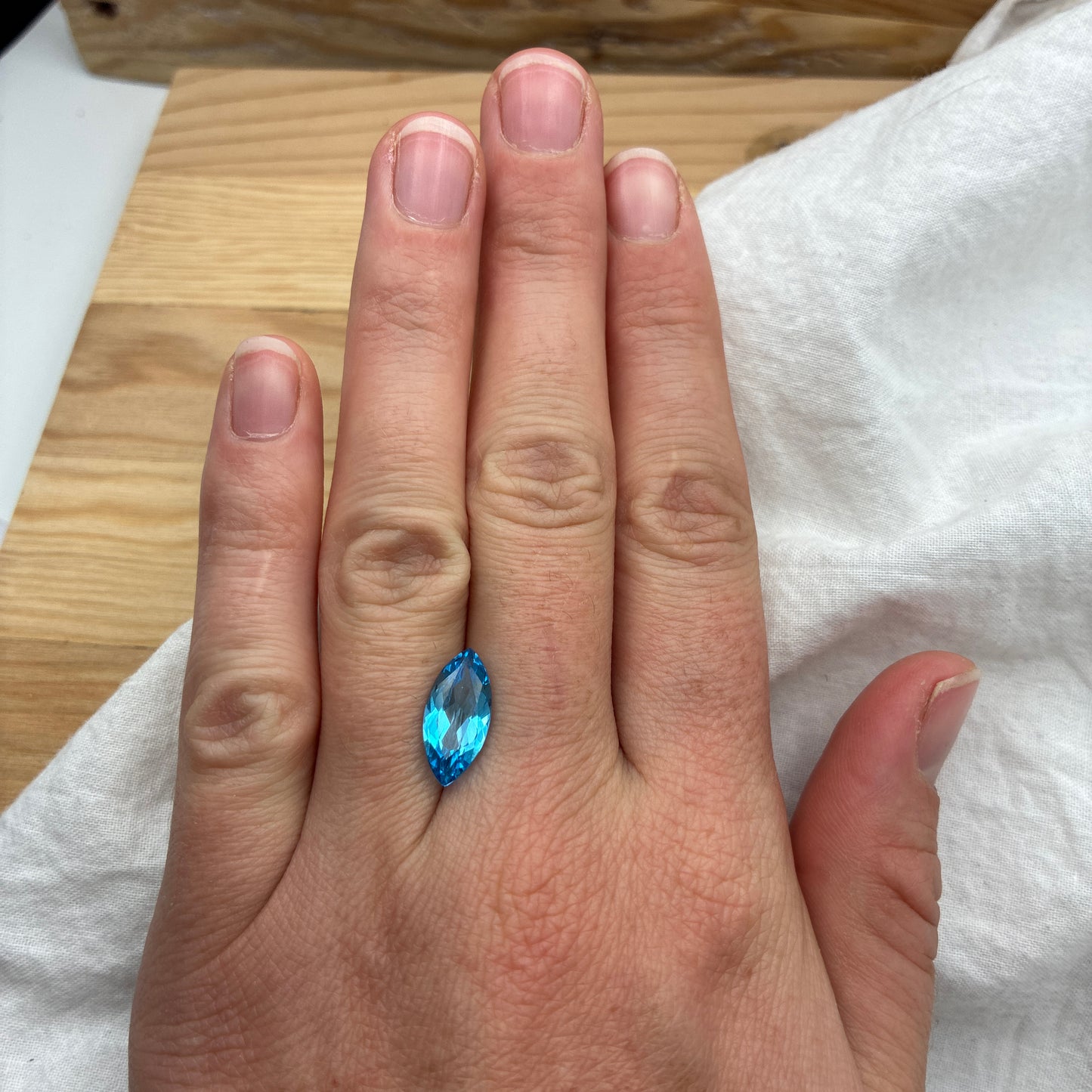 14.75x7mm Blue Topaz 3.43 carat Marquise Cut, Faceted Loose Gemstone