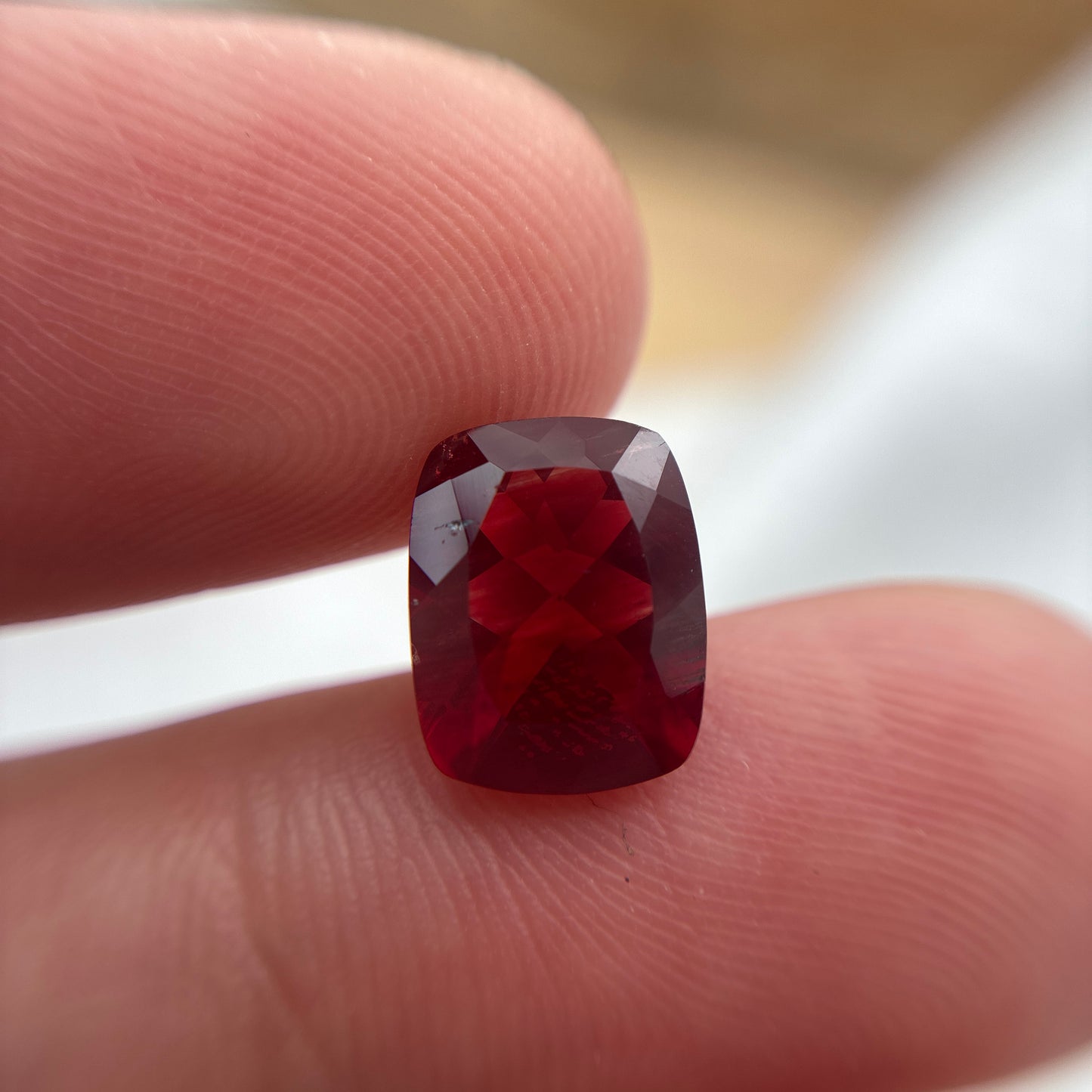 10x8mm Red Andesine 2 carat Cushion Cut, Faceted Loose Gemstone